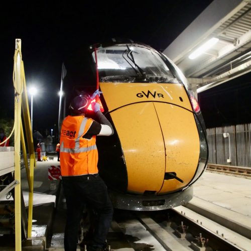 Cleaning the exterior of a train with React Specialist Cleaning